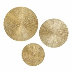 World Market Gold Ribbed Plate Wall Decor 3 Piece