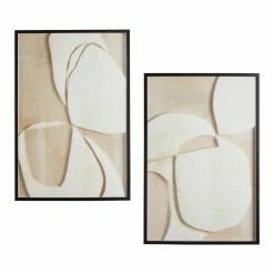 World Market Ivory Hush Abstract Framed Glass Wall Art 2 Piece