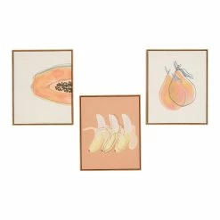 World Market Funky Fruit Line Drawn Framed Canvas Wall Art 3 Piece