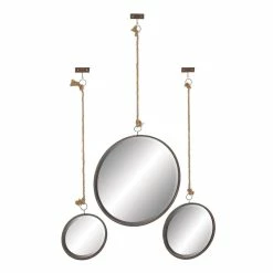 World Market Round Metal Wall Mirrors With Jute Hangers 3 Piece