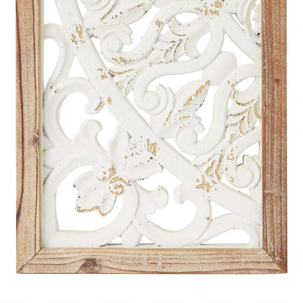 World Market White Wood Floral Panel Farmhouse Wall Decor 3 Piece - Image 4
