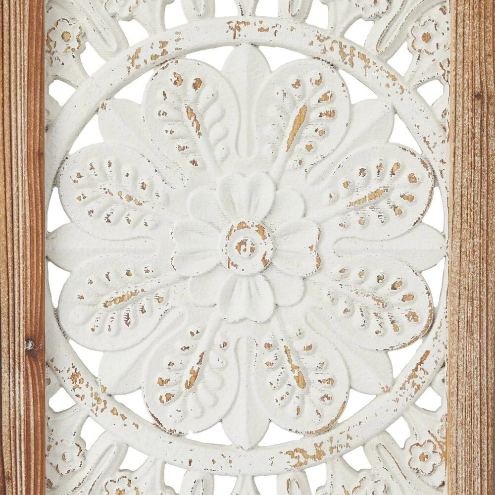 World Market White Wood Floral Panel Farmhouse Wall Decor 3 Piece - Image 5