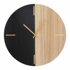 World Market Black and Brown Wood Contemporary Wall Clock