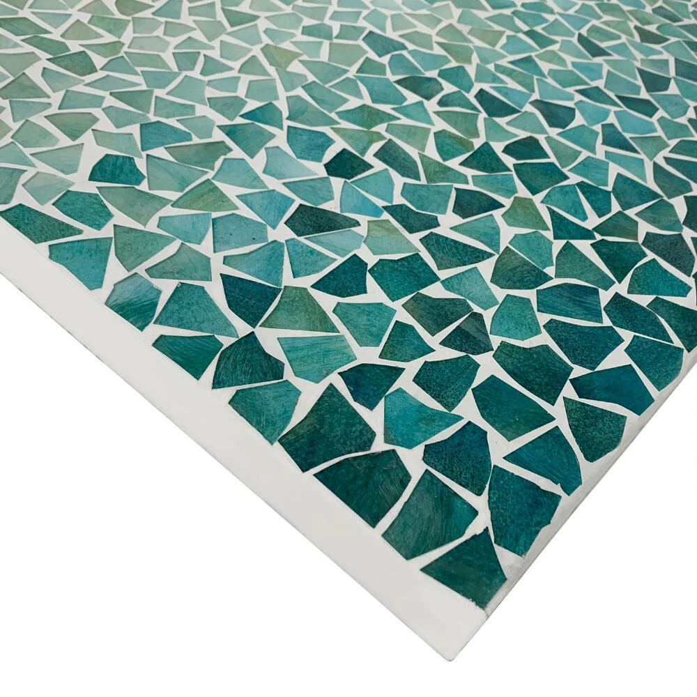 World Market Aqua Glass Abstract Mosaic Panel Wall Decor - Image 2