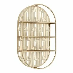 World Market Oval Gold Art Deco 3 Tier Wall Shelf