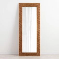 World Market Sofia Floral Carved Wood Leaning Full Length Mirror