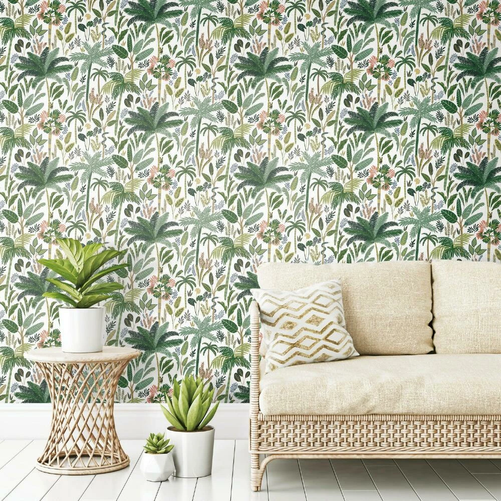 World Market Green and White Tropical Peel And Stick Wallpaper - Image 2