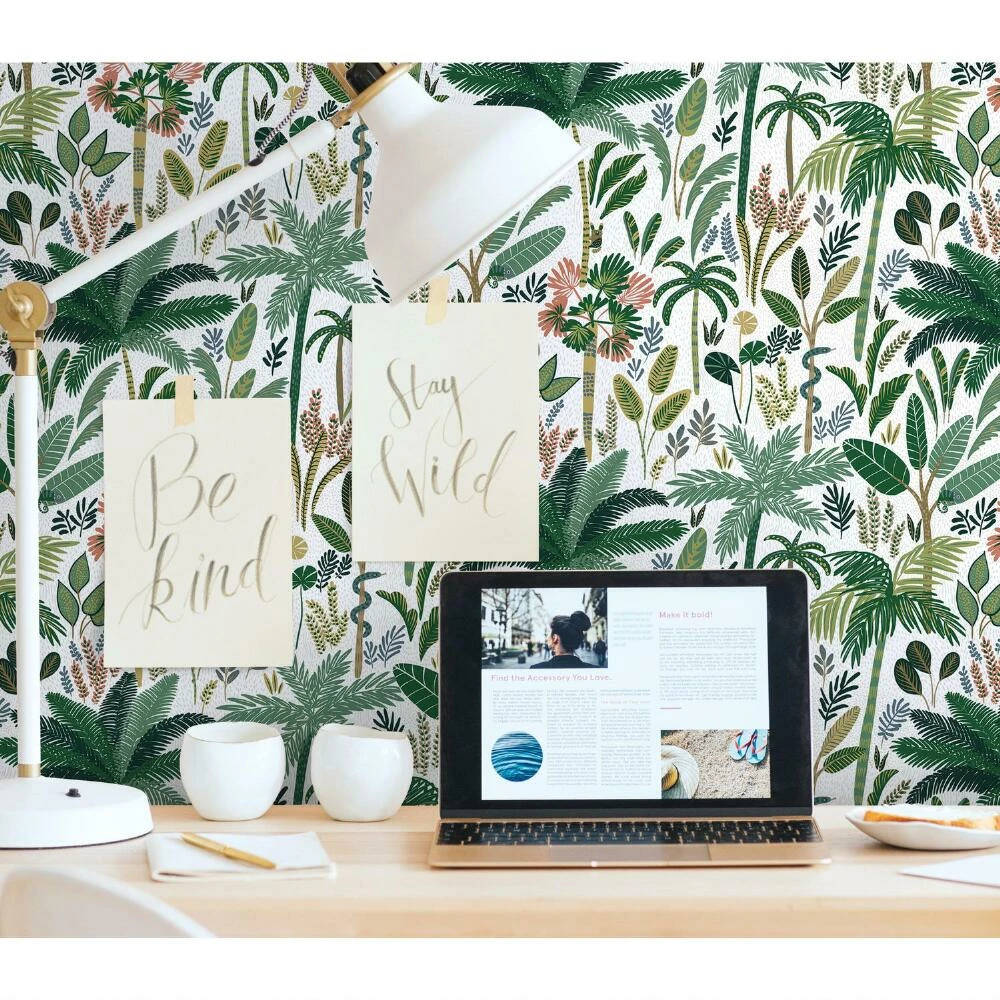 World Market Green and White Tropical Peel And Stick Wallpaper - Image 5