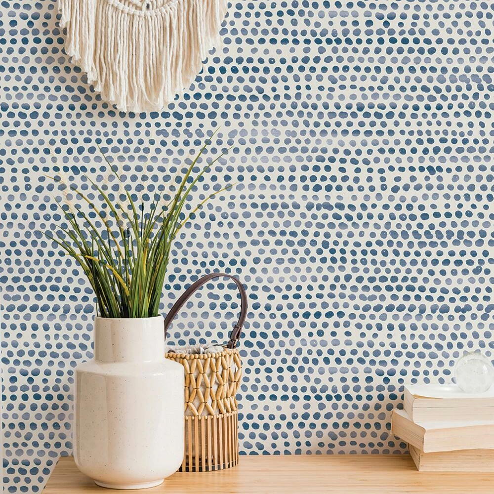 World Market Blue Distressed Organic Dots Peel And Stick Wallpaper - Image 3