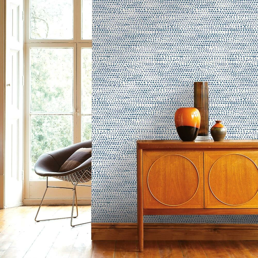 World Market Blue Distressed Organic Dots Peel And Stick Wallpaper - Image 6