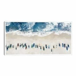 World Market Blue Beach Below Framed Canvas Wall Art