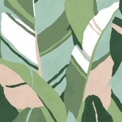 World Market Green and Blue Hearts of Palm Peel and Stick Wallpaper