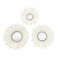 World Market Gold Metal Sunburst Mirrors 3 Piece