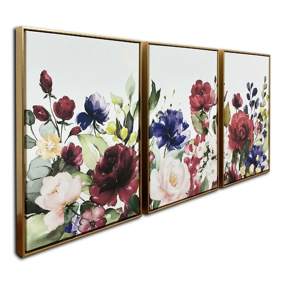 World Market Floral Garden Triptych Framed Canvas Wall Art 3 Piece - Image 2