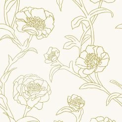 World Market White And Gold Peonies Peel And Stick Wallpaper