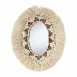 World Market Oval Sisal Fringe Wall Mirror