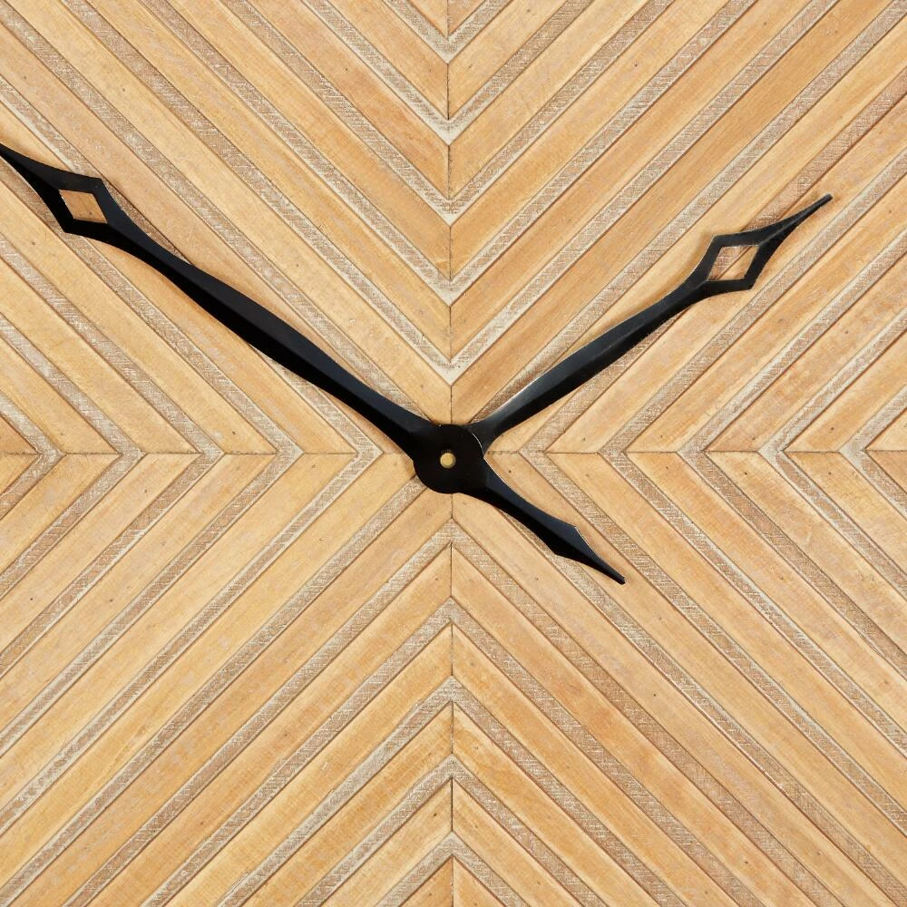 World Market Light Brown Wood and Black Metal Industrial Wall Clock - Image 4